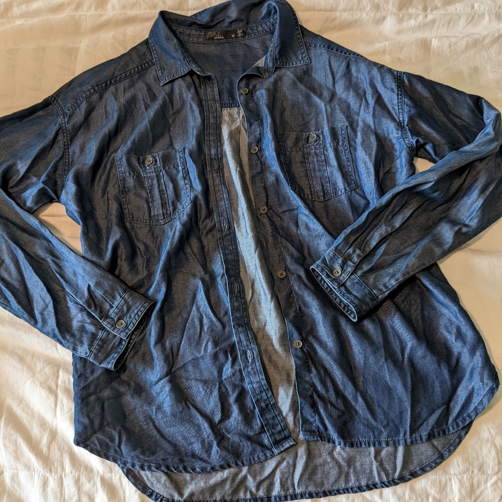 Prana denim color button up